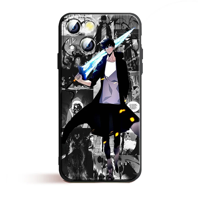thumbnail image 1 of Funda de Anime para iPhone de Apple, cubierta suave negra, Solo nivelación, 15, 14, 13, 12, 11, Mini, XS, XR, X, 6S, 6 Pro, Max Plus, 1 of 5