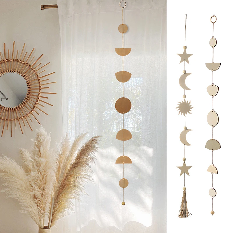 Guirlande Phase De Lune Dorée – Décoration Murale Boho Scintillante Pour Chambre, Salon, Déco Festif