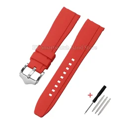Elegant Silicone Sport Wristband with Curved End - Universal Fit for Men and Women Watches (Red)