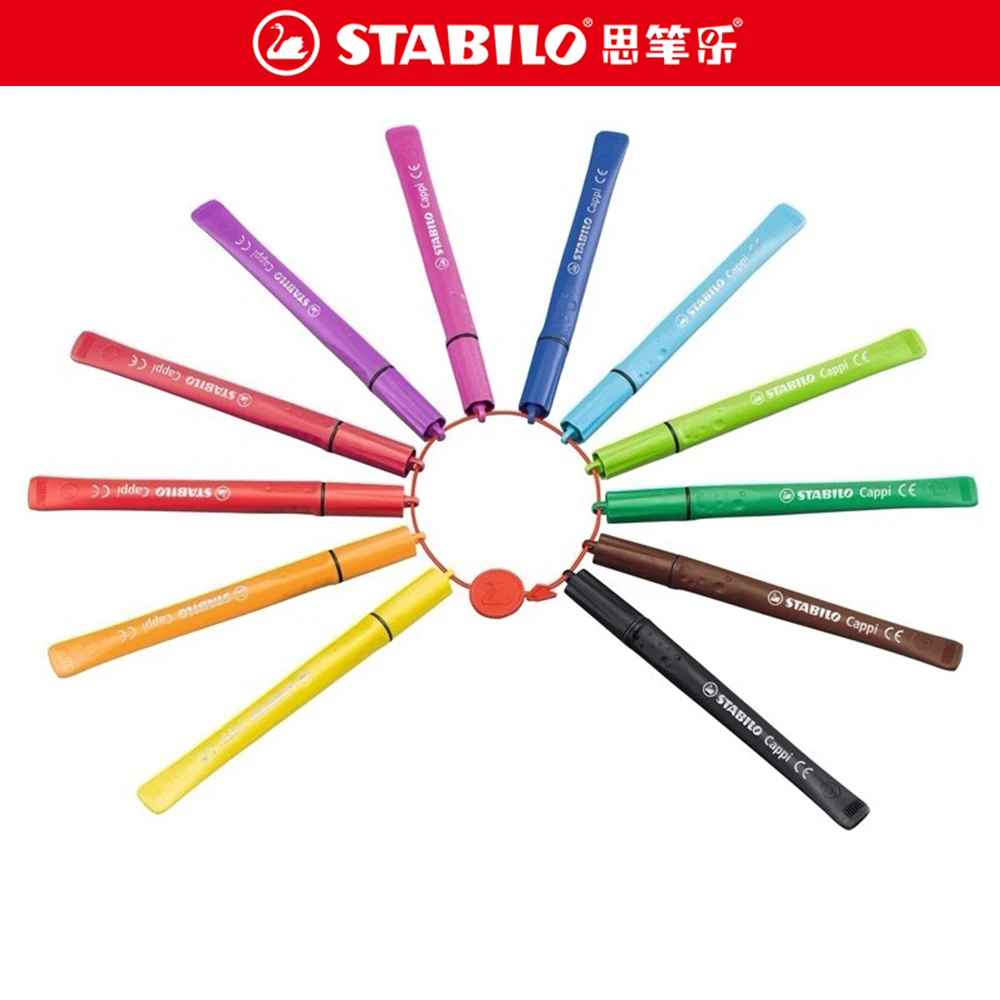 Stabilo 12/18/24 색상/세트 수채화 물감 펜 그림 낙서 빨 수있는 컬러 마커 마커 세트 편지지 유치원 특정