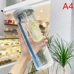 Portable Transparent Fruit Infuser Water Bottle with Straw (A4)