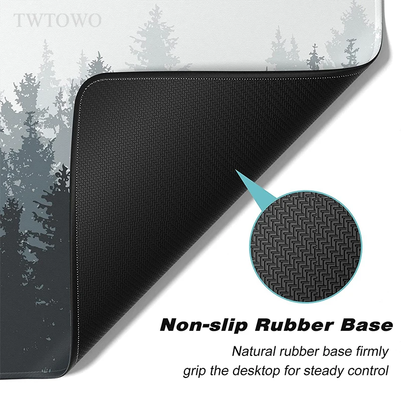 Borracha Natural Anti-slip Mouse Pad Tapete de Jogo Grande Árvores da Floresta Cinzenta Mouse Pad Teclado Computador Xxl xl Novo - Imagem 6