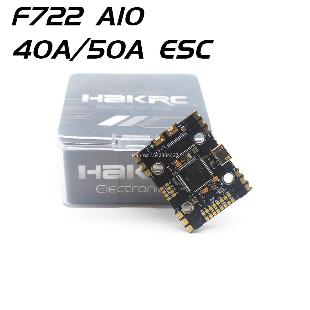 

HAKRC F722 AIO FC 40A/50A ESC BL32 Bit Double BEC 20*20MM Mounting Hole 2-6S RC Model UAV Spare Parts