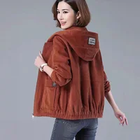 Chic Casual Women's Corduroy Jacket Loose Fit Autumn Winter New Style Fashionable Mommy Clothes Stylish Outerwear Coat