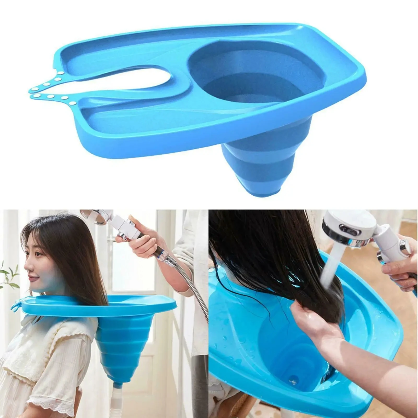 

Elderly Disabled Pregnant Children Portable Hair Washing Tray Kit Inflatable Shampoo Basin Bowl for Bedside and in Bed