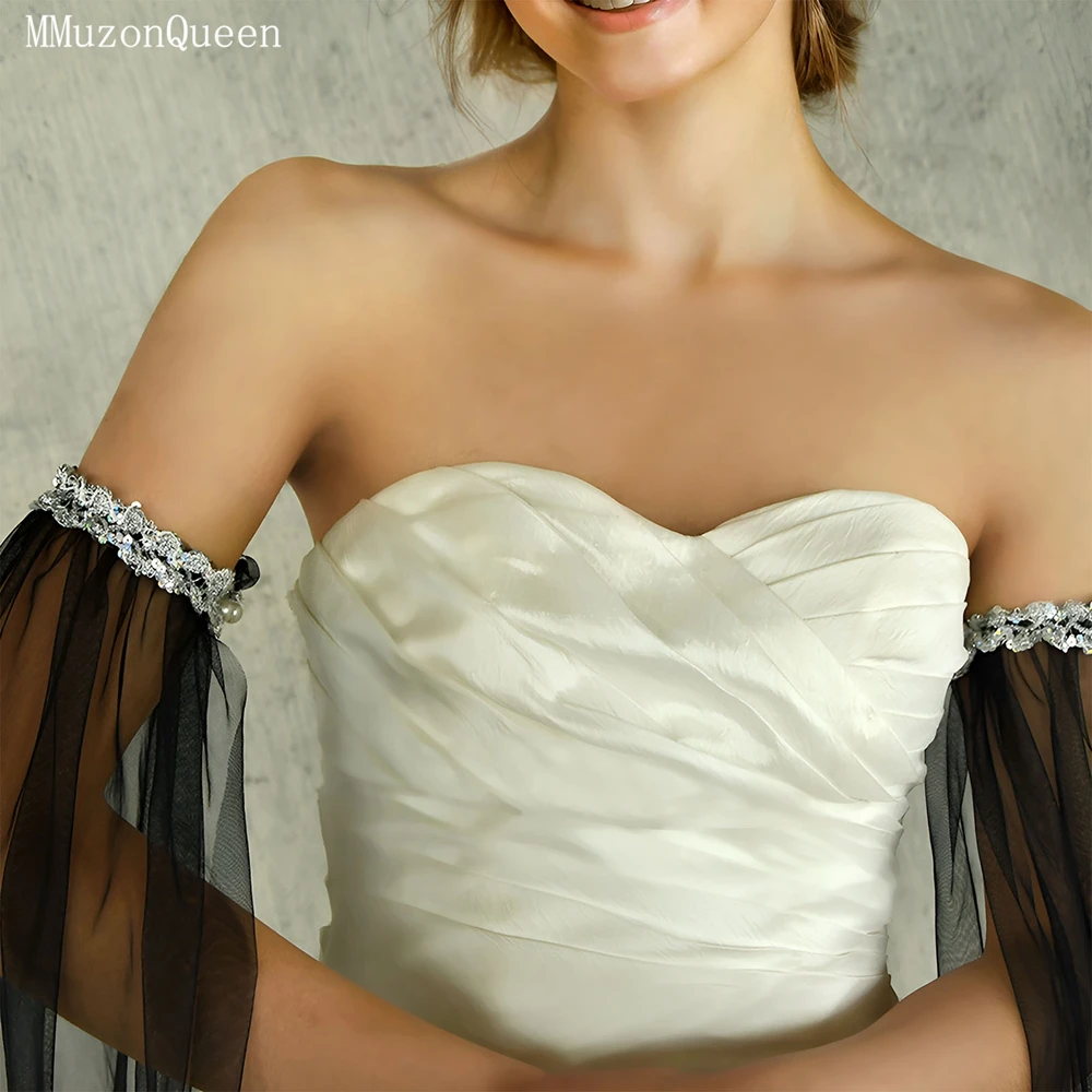 TOPQUEEN Braut-Hochzeitsschal, elegant, schulterfrei, formeller DIY-Schal mit Pailletten und Perlen, abnehmbare lange Ärmel, Mm04 – Detail 30