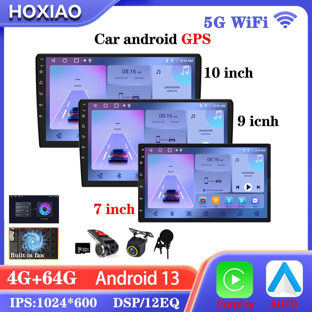 Android 13 Car Radio 7/9/10 inch Multimedia Player GPS Wireless Carplay ...