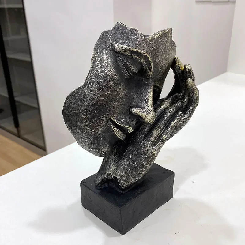 

Resin Retro Human Face Mask Statues Sleeping Man Figure Figurines Home Living Room Office Desktop Decor Ornament Item