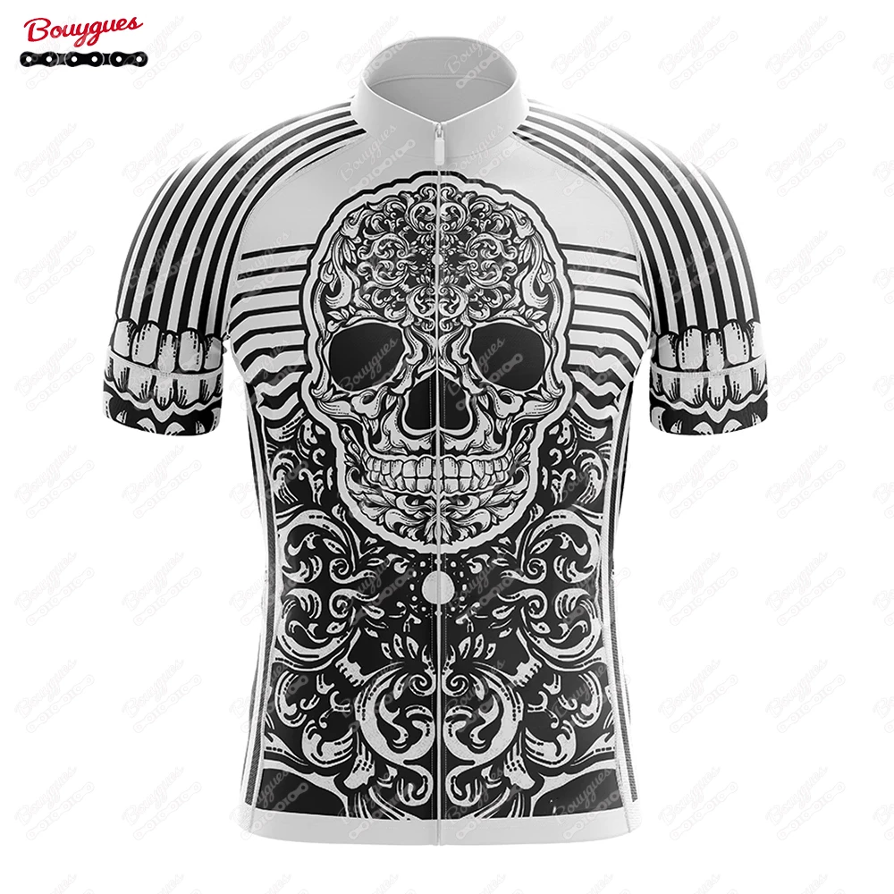thumbnail image 1 of 17 SKULL Camiseta de ciclismo para hombre, camiseta de ciclismo de montaña, ropa de ciclismo de carretera, blusa de manga corta de verano para ciclistas, 1 of 5