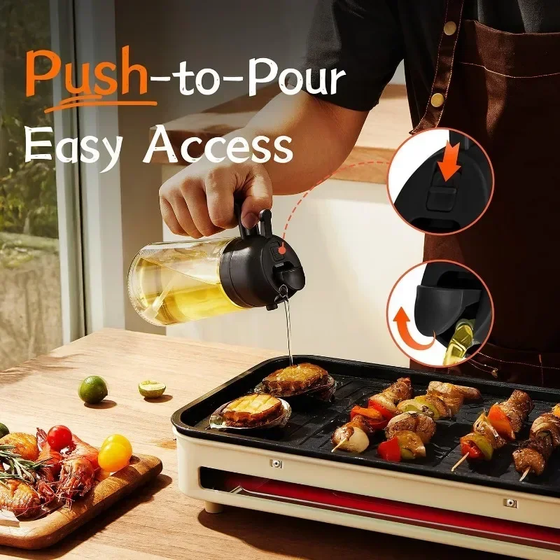 1-3PCS 2in1 500ml Plastic Spray Oil Sprayer Bottle Spray Oil Dispenser Jar Cruet BBQ Kitchen Baking Roasting Picnic Kitchen Tool