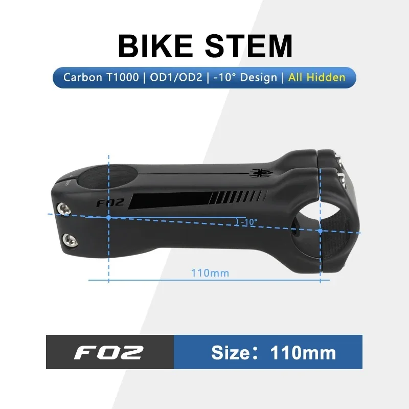 パーツ Fire Spider Full Carbon Stem 110mm od2 TOSEEK Fire Spider-T1000 Carbon Fiber Stem Road Bike DH XC Bars