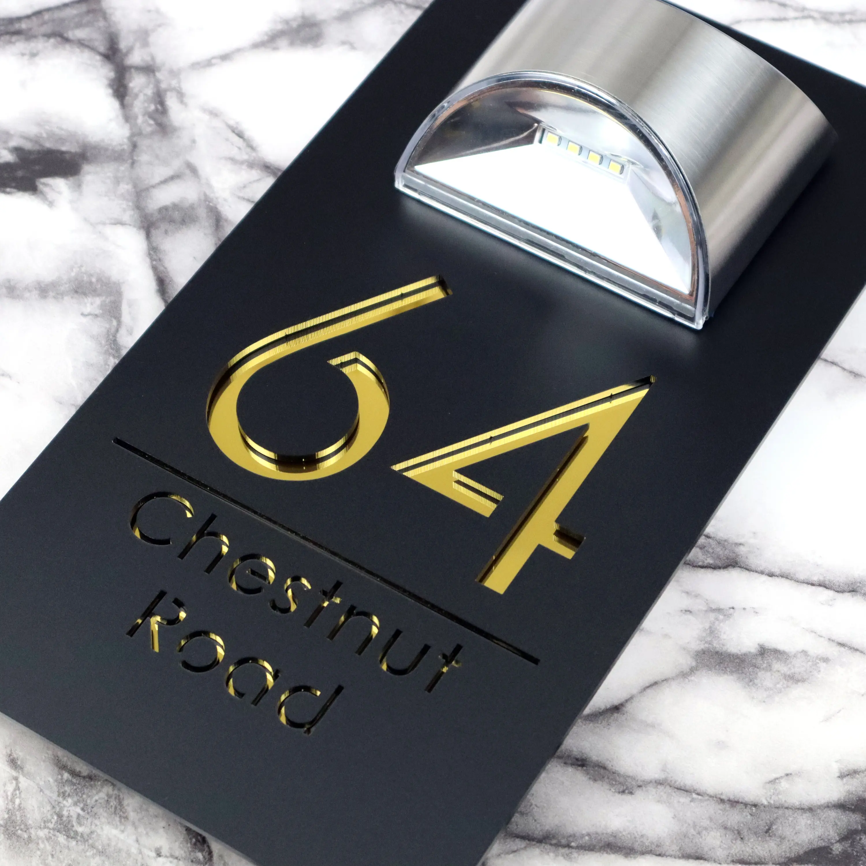 Number Door Sign Plaque Solar LED Lit Personalized Acrylic Laser Cut House Number Sign Outdoor Plate Family Name Solar house number signs door signs house numbers house wall plaques number plate