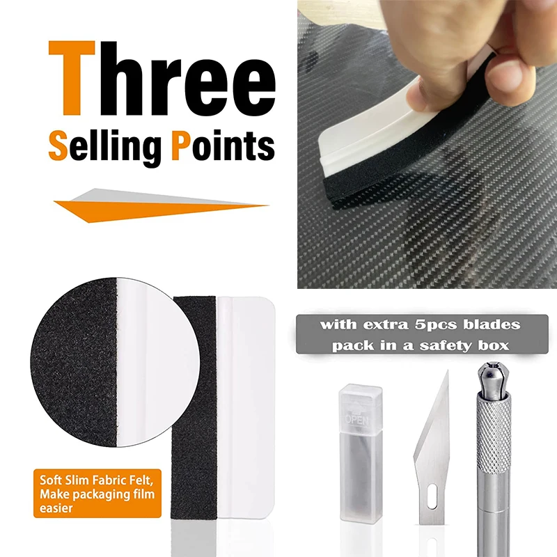 Car wrapping tools vinyl squeegee window tinting squeegee automotive film tools window tint squeegee 3Pcs/set Car vinyl wrap tool kit plastic scraper window tinting tool film felt squeegee vinyl spatula wallpaper application