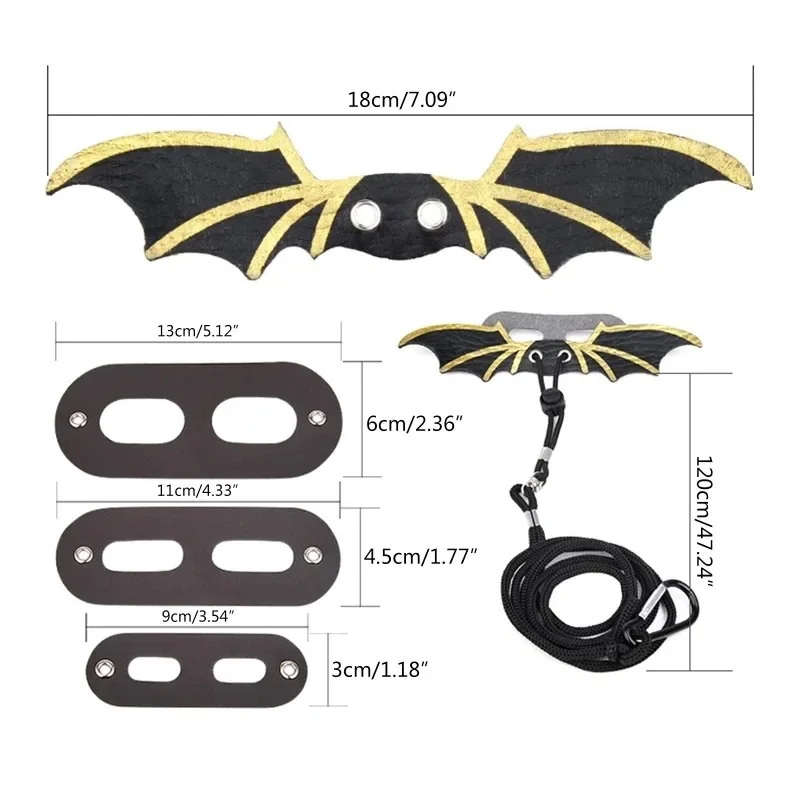 Adjustable Bearded Dragon Leash with Bat Wings Soft Leather Lizard Harness for Amphibians and Other Small Reptile Pet Supplies