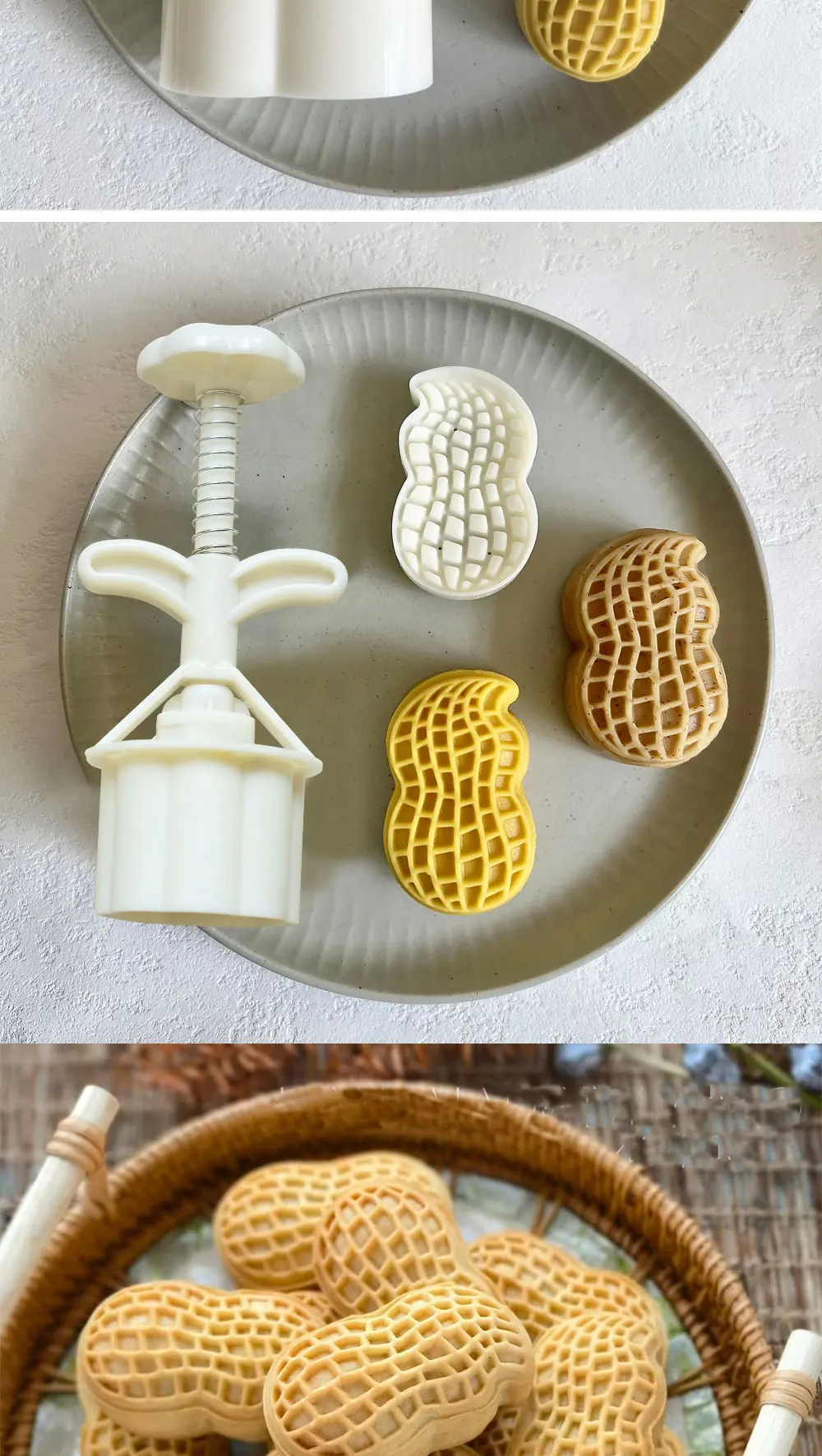 Description Picture 5 of item30g 50g 75g Cute Peanut Stamp Moon Cake Plunger Mold Nut Cookie Cutter Novel Cake Crisp Pastry Dessert Cooking Accessories Tools