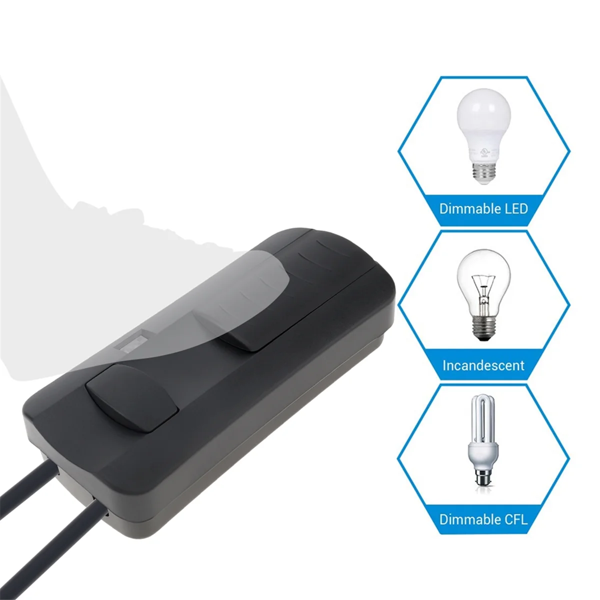 220V Foot Dimmer Switch Foot Operated LED Dimmer Switch Full Range Inline Slide Control for Floor Lamp / LED Lamp