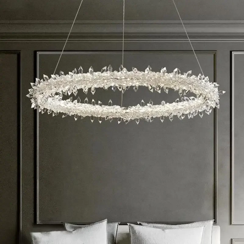 

Post Modern Luxurious K9 Crystals Pendant Lights Art Deco Circle Living Room Chandelier Parlor Hanging Lamp Led Luminarias
