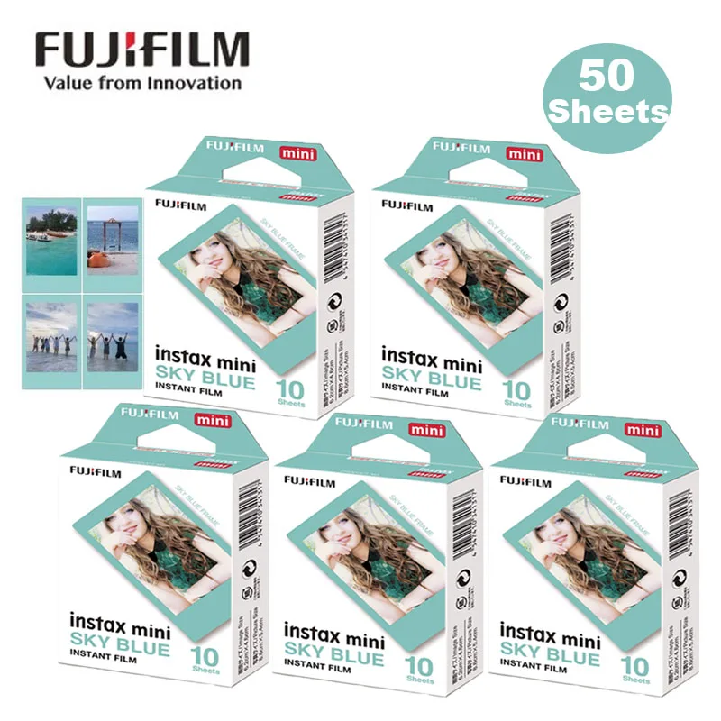 10/30/50 Fogli Fuji Instax Mini Sky Blue Film Per Fujifilm Instax Mini 11 Camera Film Pack Per Mini 12/8/7S/11/25/50/70/90/Link