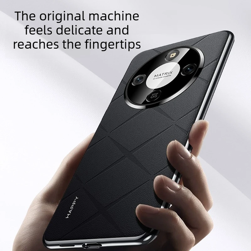 Luxury Plating PU Leather Case with Camera Lens Protection - Premium Slim Hard Cover with Exquisite Texture