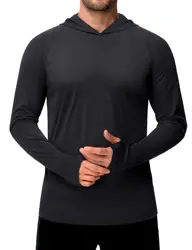 Men's Long Sleeve Sun Protection Hoodie - Breathable, Lightweight, Quick-Dry T-Shirt - CN 3XL(US 2XL) (Black)