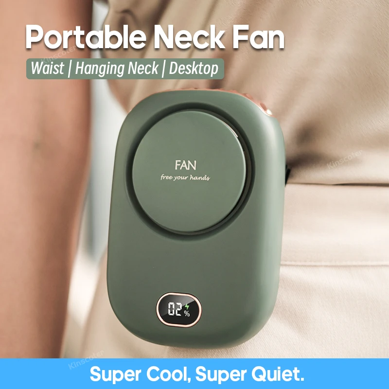 Ventilador de Pescoço Portátil de 2000mah Mini Hanging Neck Fan Power Ventilador de Pescoço sem Lâmina Air Cooler Ventiladores Elétricos Recarregáveis Usb