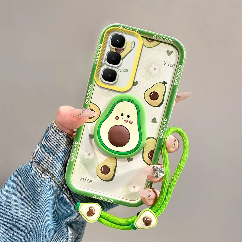 3D Floral Full Screen Phone Case with Wrist Strap Cover