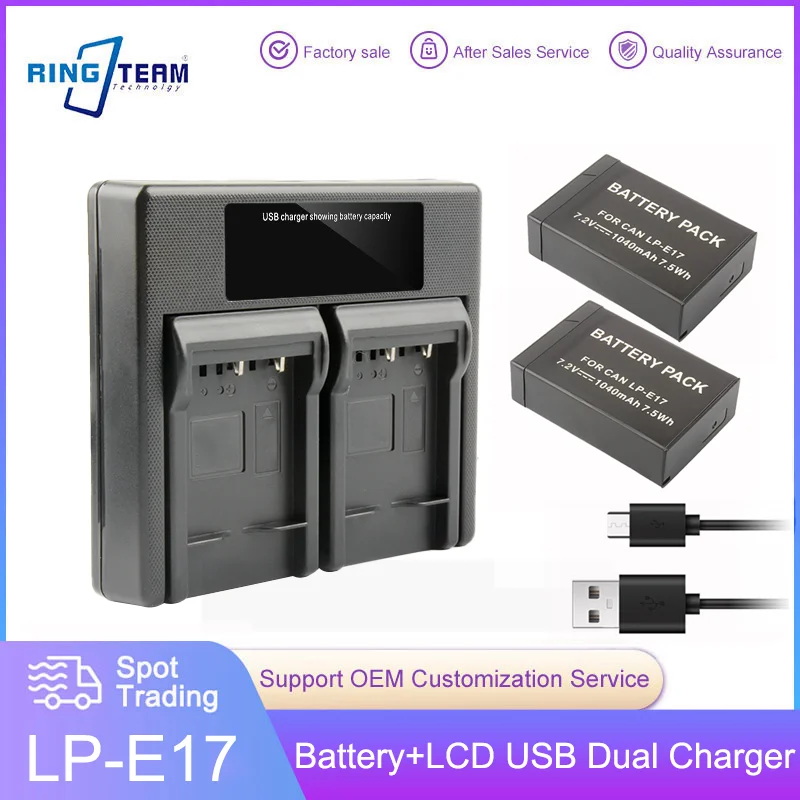 2X Lpe17 Lp-E17 Batteria E Doppio Caricatore Usb Per Canon Eos Canon Eos 77D M3 M5 M6 Rebel T6I 750D T6S 760D T7I 800D Kiss X9I 200D