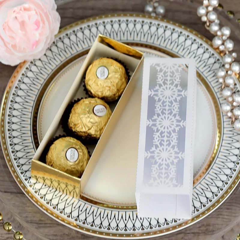 50Pcs Laser Cut Christmas Snowflake Packaging Gift Boxes, Drawer Style Candy Chocolate ... - SKU CPGB2143 - UGI Packaging