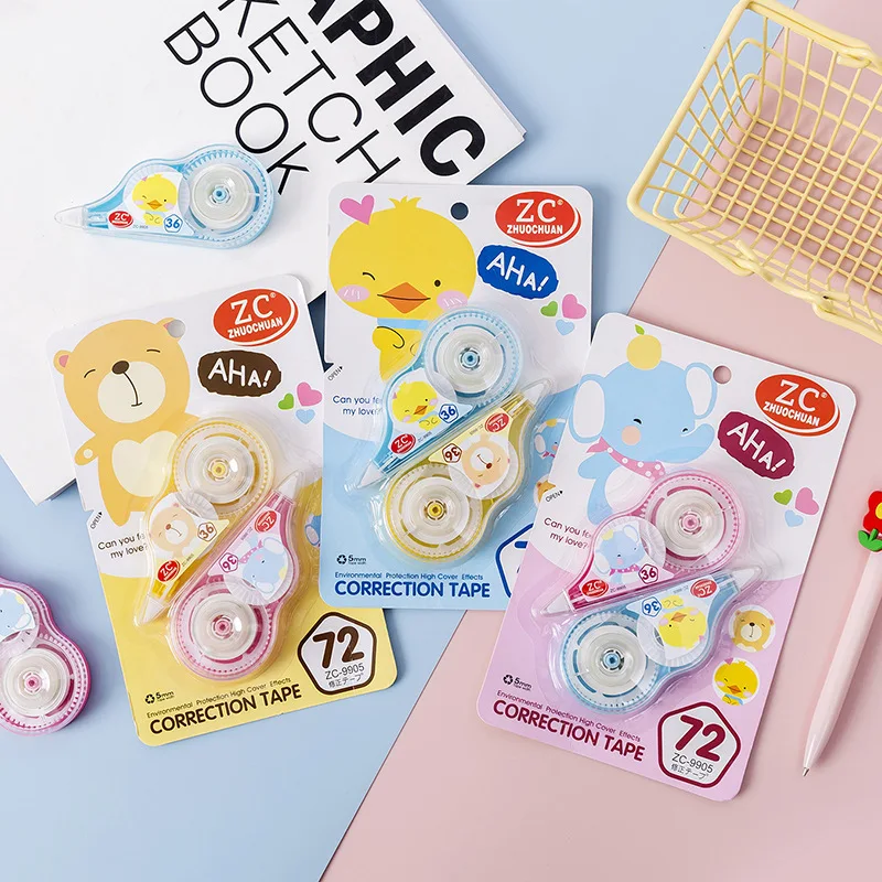 2Pcs/Set Cute animal patterns Corrector Correction Tape