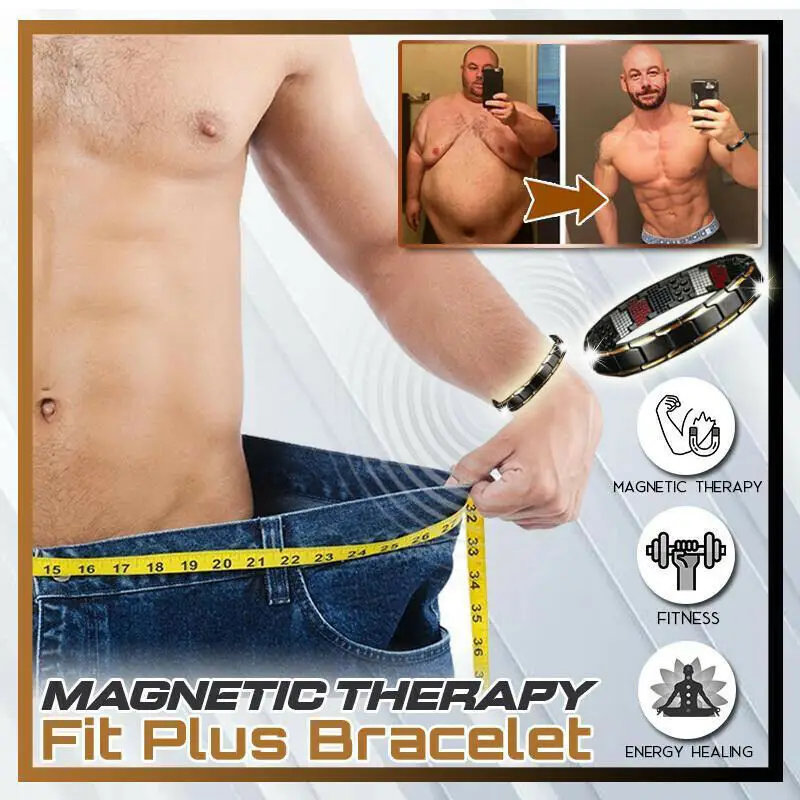 Men Magnetic Health Bracelet Black Titanium Steel Magnets Negative Ions Germanium