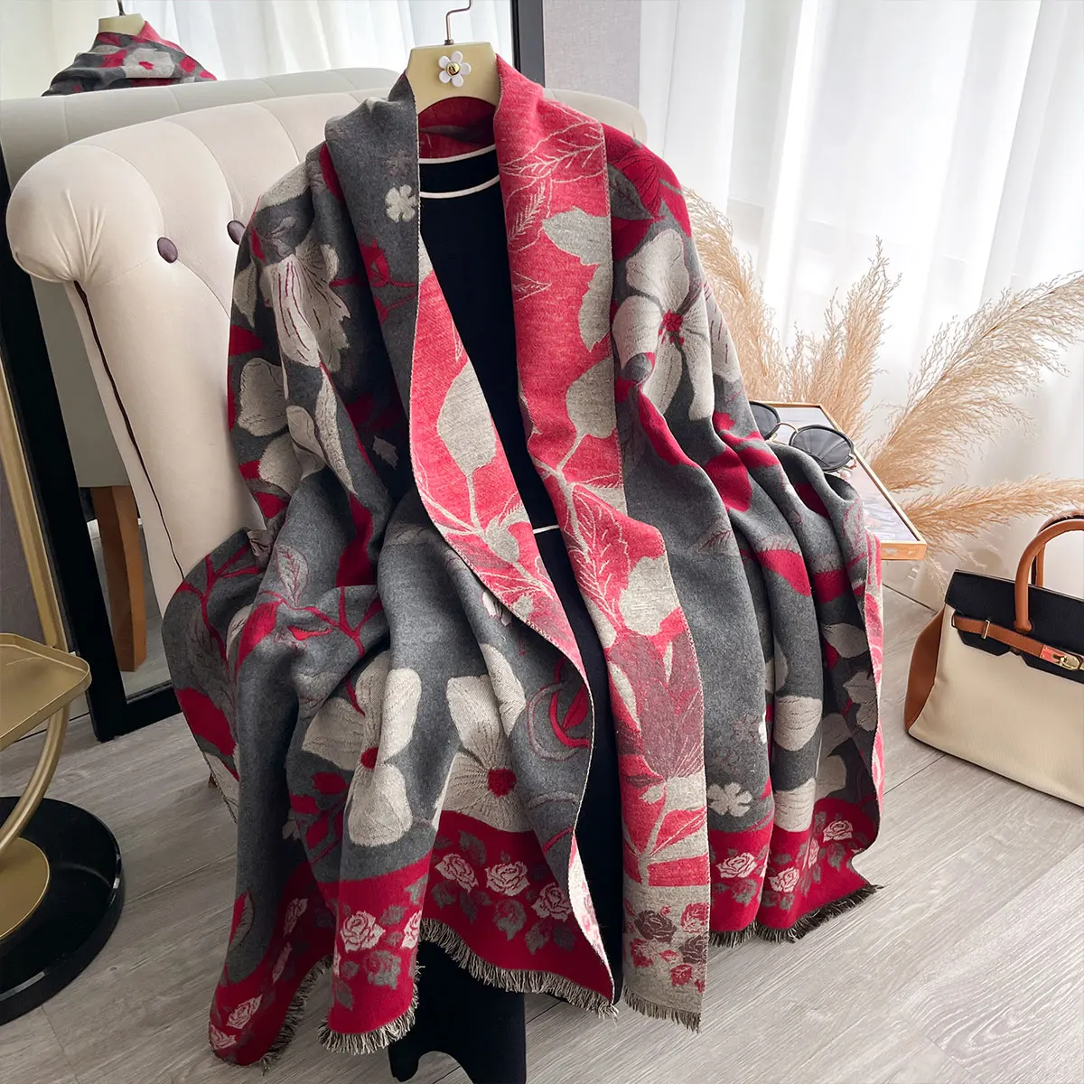 2025 NEW Brand Women Two-Sided Print Scarf Imitation Cashmere Soft Warm Pashmina Shawl Winter Coldproof Windproof Blanket Scarf