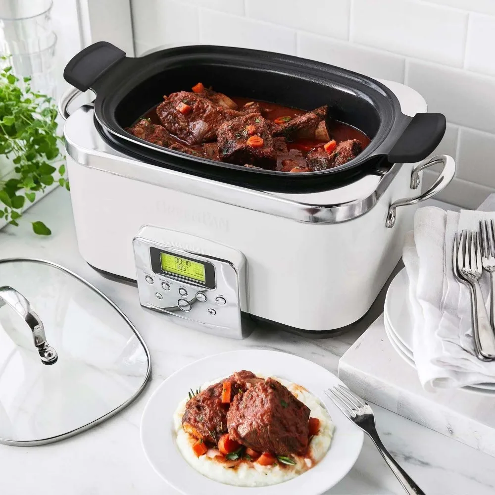 Elite 8-in -1 Programmable 6QT Electric Slow Cooker, Dishwasher Safe Lid & Removable Crock, PFAS-Free Healthy Ceramic
