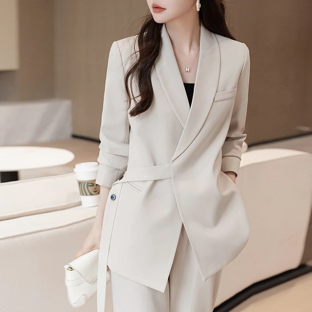 Women's Autumn Solid Color Casual Suit Wide-leg Pants Suit Two