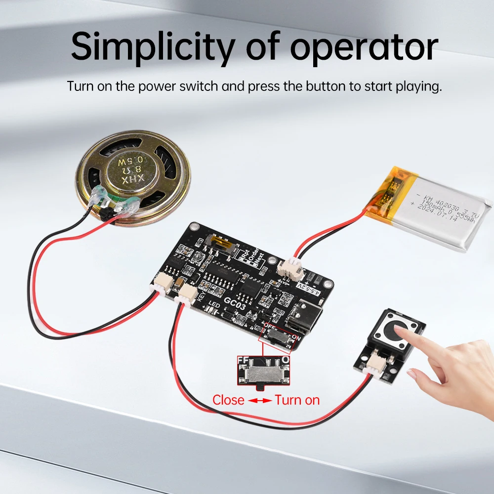 Audio Module Kit Recordable Sound Module GC03 Recording Card Movement Programmable Board with Speaker for DIY Greeting Card Gift
