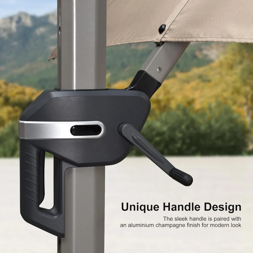 Patio Umbrella with Base Included, 9ft Outdoor Aluminum Cantilever Umbrella with 360° Rotation, Aluminum Large Offse 2