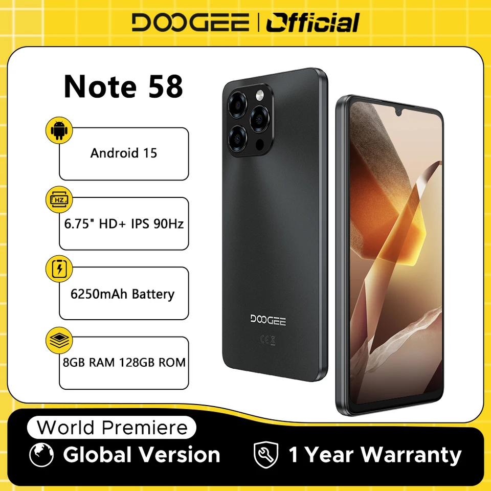 DOOGEE Note 58 シルバー 128GB / 8GB RAM Amazon.com: DOOGEE Note 58 Cell Phone Unlocked,Android 16