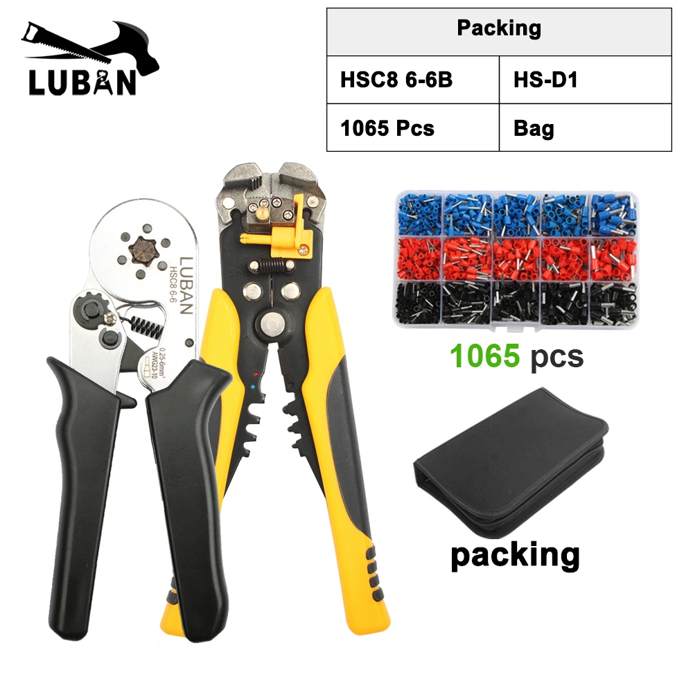 HS-D1 AWG24-10 (0.2-6.0mm2 ) Multifunctional automatic stripping pliers Cable wire Stripping Crimping tools Cutting cutter block plane Hand Tools