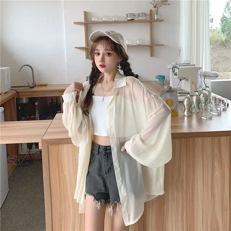 Women Long Sleeve Button Loose Blouse Shirts Summer Fashion
