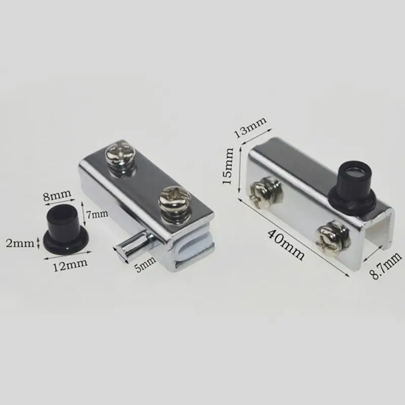 2PCs Glass Door Pivot Hinge Cabinet Doors Wardrobe TV Cabinets Bookcases Clamp Clip Silver Glass Hinges For Cabinet Cupboard New
