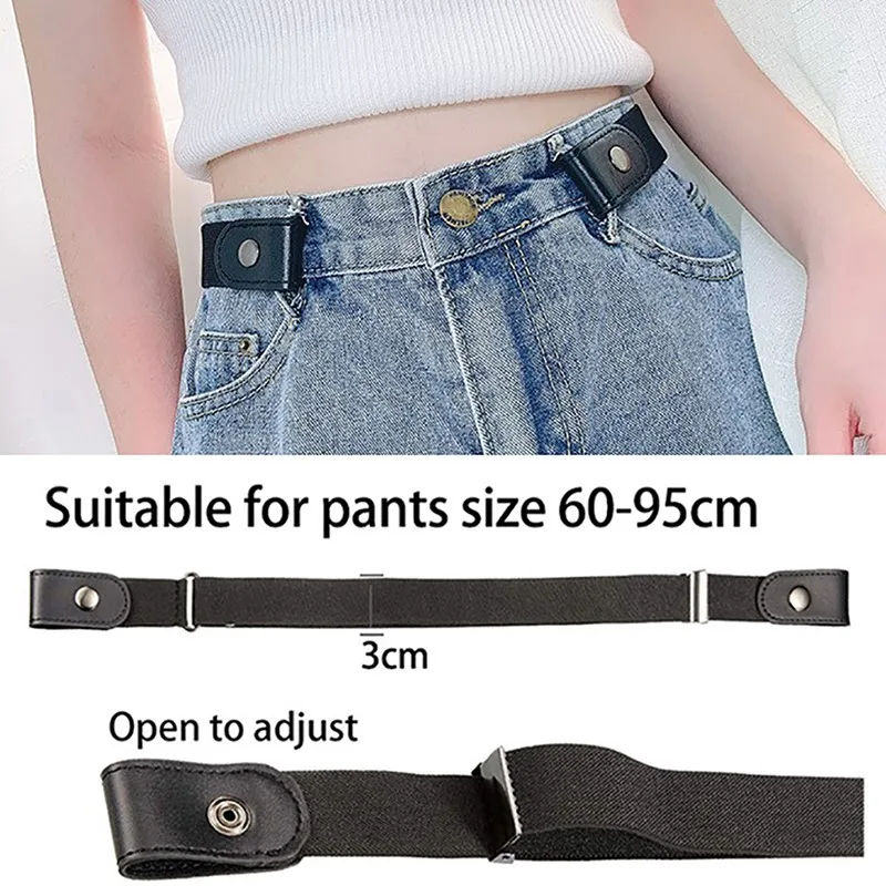 1 Piece Lazy Waist Belt Jeans Waist Stretch Seamless Casual Elastic No Punching No Take Off No Buckle Elastic Waist Belt