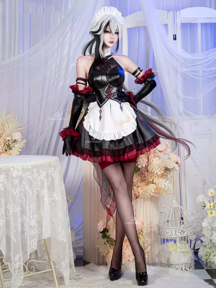 Pre-Vendita Arlecchino Cosplay Costume Genshin Impact Women Maid Outfit Grembiule Dress Giochi Di Ruolo Vestiti Comic-Con Carnival Suit