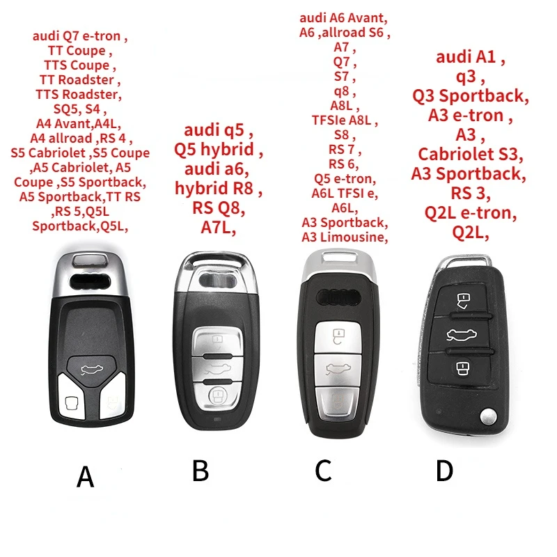 Funda de Tpu para llave de coche, carcasa para Audi A1, A3, A6, A6L, Q2, Q3,  Q7, TTS, R8, S6, RS, A7, A5, Sportback, C7, C5, A4, B8, S8, Tt, Mk2, C6
