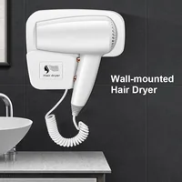 High Power Wall Mounted Hotel Hair Dryer No Punch Negative Ion Fast Drying Home Bathroom Hot Cool Air Lightweight Hair Blower 1