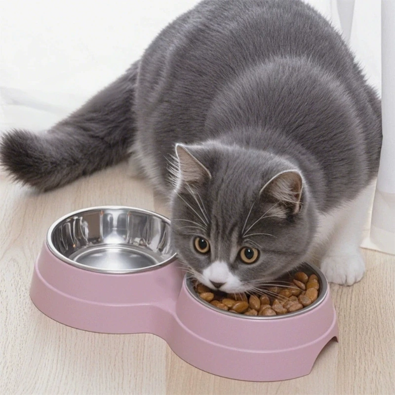 1 Stück Edelstahl Doppel-Hundenapf mit Rutschfester Basis, Abnehmbare Futter- und Wassernäpfe für Kleine und Mittelgroße Hunde und Katzen, 4 Farben – Detail 1