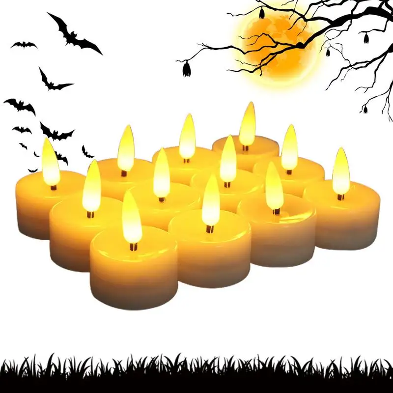 

Battery Operated Candles Flameless Candles 12pcs Tea Lights Candles For Universal Use For Halloween Party Home Furnishings