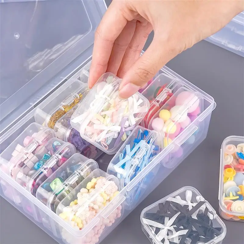 4/10/12/15/28 Grid Nail Art Jewelry Storage Boxes Set Transparent Plastic Case DIY Organizer Earrings Rings Beads Button Craft