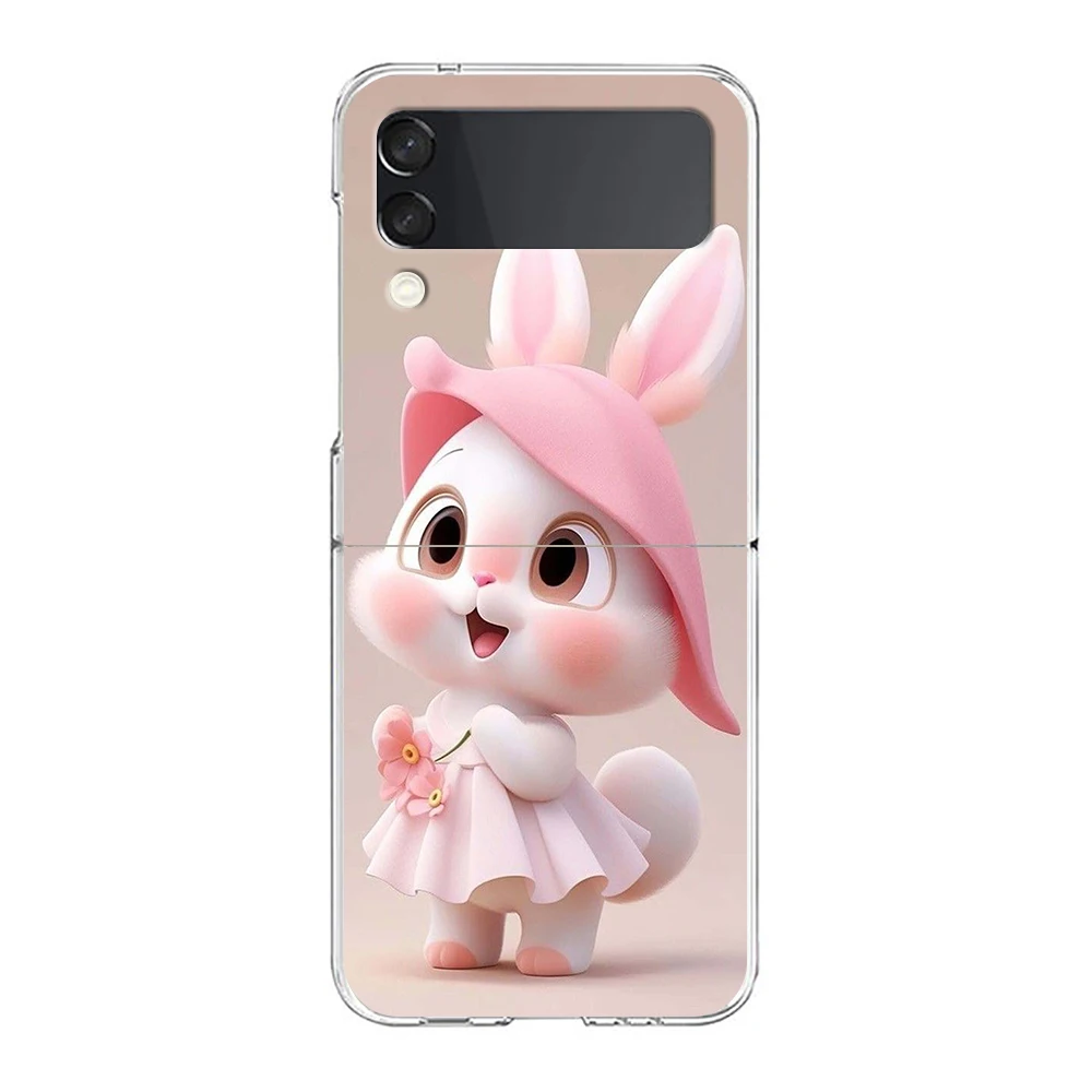 Chic Purple Hat Rabbit Hard PC Phone Case - Stylish Foldable Black Cover