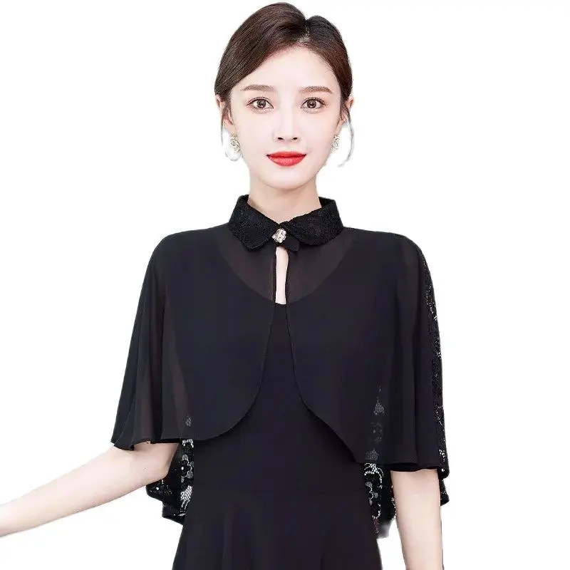 

Chiffon Shrugs Women Bolero Wedding Bolero Bridal Cape Prom Party Dress Cloak Shaw And Wraps Female Evening Shawl Top Cover Up