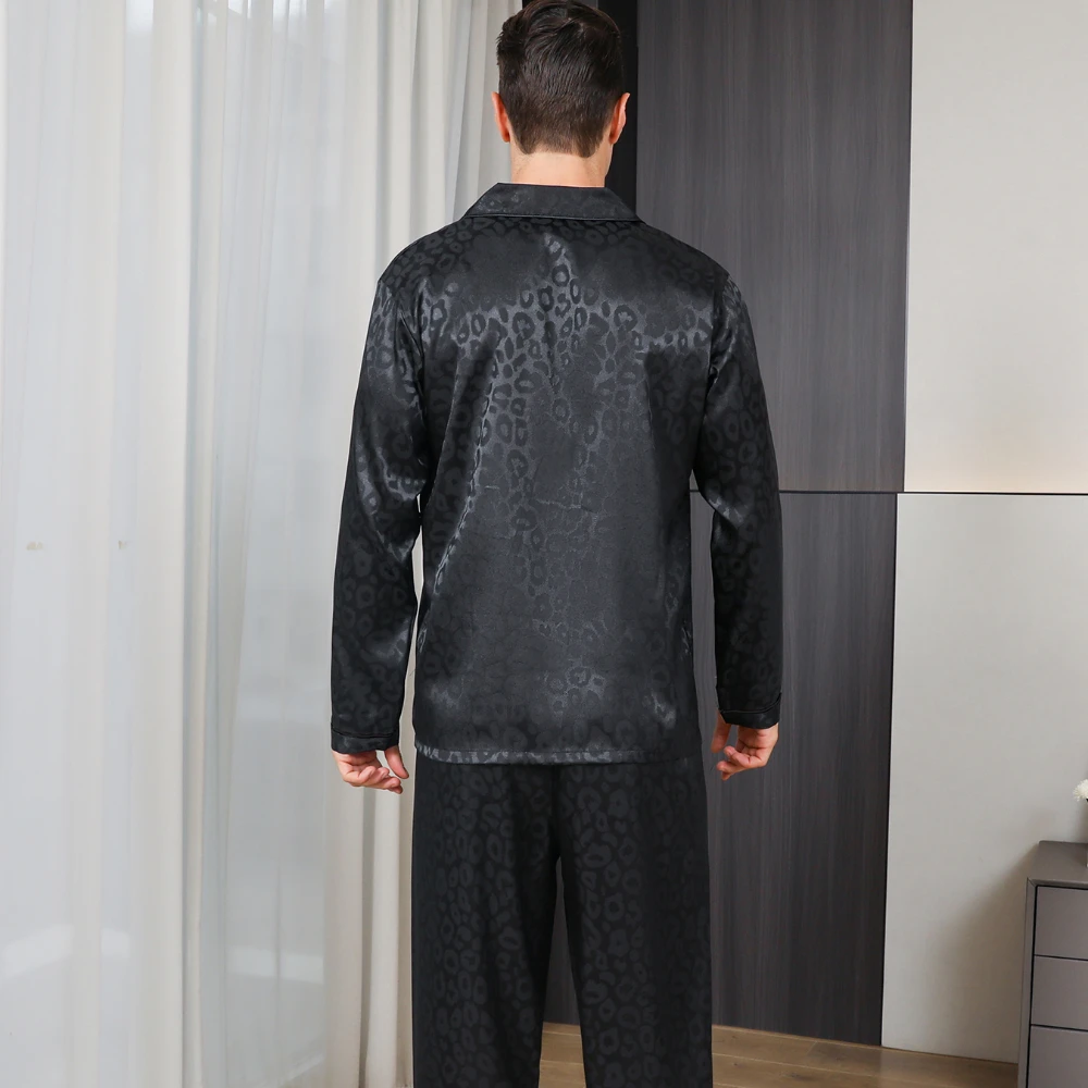 Men's pajamas long sleeves summer ice beautiful home clothes men's spring and autumn casual thin cardigan can wear out two suits