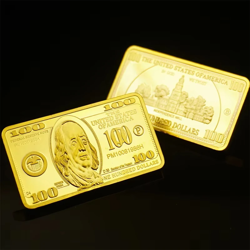 USA 100 Dollar Bullion 24k Gold Bar Coin with Gift Packaging